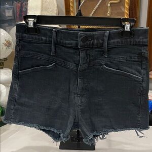 Mother The Dazzler Jeans Size 27 Faded Black Short Fray Hem High Rise Denim